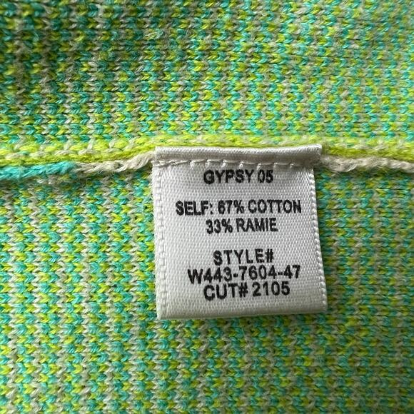 Gypsy 05 Global Village Green Cream Long Sleeve Open Fringe Cardigan Sweater S - Picture 9 of 9